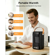 NFTIGB Portable Ceramic Space Heater, 1500W Electric Heater with Remote Control, 3 Heat Settings, Smart Thermostat, Black