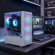 STGAubron Gaming Desktop PC, Intel Xeon E5 10-Core 3.3GHz, 32GB DDR3 RAM, 1TB SSD, AMD Radeon RX 590 8GB, WiFi Bluetooth 5.0, RGB Fans, Windows 11 Home