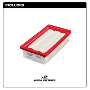Milwaukee HEPA Filter, High-Efficiency Dust Collector Accessory, Black/Red, 2 Pack, 49-90-1968