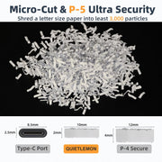 QUIETLEMON Heavy Duty Micro Cut Paper Shredder, 200-Sheet Auto Feed, 7-Sheet Manual, P-5 Security Level, 5.8-Gallon Bin, White, OL-289