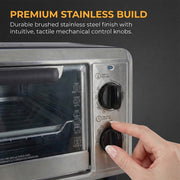 Gianna Toaster Oven Countertop, 10.6 Quart, Silver, 1000W, Bake Toast Broil, 30-Minute Timer, Includes Baking Pan and Rack, Up to 400F