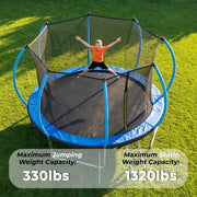 Mersco 12FT Pumpkin-Shaped Kids Trampoline with Safety Enclosure Net, Galvanized Steel Frame, Ladder Included, Outdoor Backyard Fun