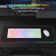 Wagpak Wireless Keyboard and Mouse Combo, RGB Backlit, Rechargeable, 2.4GHz Wireless, Quiet 108-Key Keyboard, Cloud White