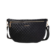 Kedzie Terrace Woven Crossbody Bag, Adjustable Strap, Lightweight Compact Everyday Shoulder Purse, Black, KDZTC-BLK
