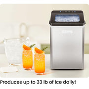 Iceman Pebble Countertop Nugget Ice Maker, Stainless Steel, 2.4lb Capacity, 33lb Daily Output, LED Indicator, Self-Cleaning, RJ56-PB18-SS