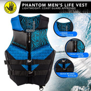 Body Glove Phantom Neoprene Life Jacket Mens USCG Type 3 PFD Blue Aqua Medium 20224-BLU/AQU2-M