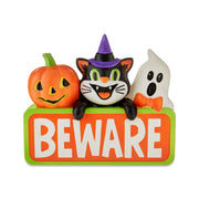 Way To Celebrate Light-Up Beware Sign Blow Mold Halloween Decoration, Multicolor, 15 x 14 in
