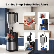 SIMZLIFE MJ006 Cold Press Masticating Juicer with 5.1 in Wide Feed Chute, 150W Motor, High Juice Yield, Black
