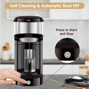 WHT MAKER KCM203 Instant Coffee Maker One Cup for K Cup & Ground Coffee, Black