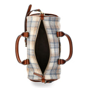 Time and Tru Women's Plaid Barrel Crossbody Bag, Cognac - Pattern: Plaid