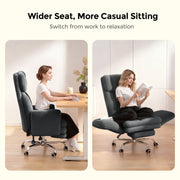 Patbrela Big and Tall Ergonomic Office Chair, Cloud Plush Swivel Desk Chair, 6-Level Adjustable Armrests, 135 Reclining Backrest, Gray, LBGYZ01-Gy