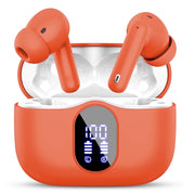 Aptkdoe Wireless Earbuds, Bluetooth 5.4, Bass Stereo, Noise Cancelling Mic, LED Display, 36H Playtime, IP7 Waterproof, In-Ear Earphones, Orange A90