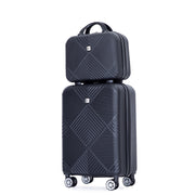 Tripcomp 2302-2Black 2 Pcs Hardside Suitcase with Spinner Wheels Lightweight Carry On Luggage, Black, 14