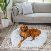 Best Friends by Sheri Shag Lounge Bed Calming Faux Fur Dog Bed, Frost, Large, 36