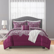 Mainstays MS9344409622-26 5-Piece Jacquard Comforter Set, King, Floral-Purple