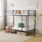 Zimtown Twin over Twin Steel Bunk Beds Frame Ladder Bedroom Dorm Room, Navy Blue