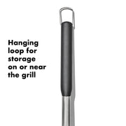 OXO Softworks Coiled Grill Brush with Replaceable Head, Bristle-Free Stainless Steel and Silicone, Red, 20-Inch Handle, 21219300