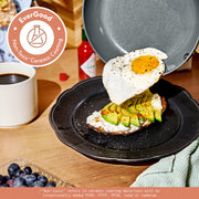 Beautiful 12-Piece Cookware Set, Pots and Pans with Strainer Lids and EverGood Ceramic Nonstick Coating, Tomato Red