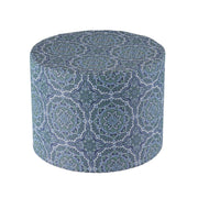Better Homes & Gardens 20in Round Outdoor Pouf Ottoman, Blue Medallion, Foam Filled, Fade-Resistant Polyester