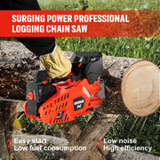 Vetoper 12 in. Gas Chainsaw, 25.4 CC, 1.2 HP, Lightweight One-Hand Operation, Automatic Chain Oiler, Quick Stop Chain Brake, Orange