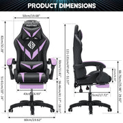 HOFFREE Ergonomic Computer Chair with Massage and LED RGB Lights Black / Purple