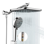 JOMOO 12 Inch Rainfall Shower Head Combo with Filtered Handheld High Pressure Shower Head, Chrome Finish, 71 Inch Extension Arm and Shower Hose 18344110851
