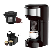 WHT MAKER KCM203 Instant Coffee Maker One Cup for K Cup & Ground Coffee, Black
