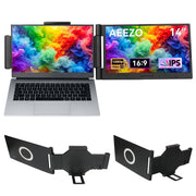 AEEZO LE1411-D 14 Inch 1080P Full HD IPS Portable Monitor with 280 Rotatable Screen, Foldable Design, Compatible with 13-17.3 Inch Laptops