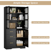 Homfa HFT-PB-022 5 Shelf Bookcase with Drawers & Doors, 67.5