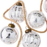 My Texas House Silver Shatterproof Ornament Christmas Garland, Mercury Glass-Style Finish, Natural Jute Rope, 72 in