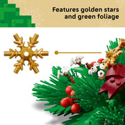 LEGO Christmas Table Decoration, 433-Piece Holiday Centerpiece with Red Candle, Red Berries, Golden Stars, Green Foliage, Ages 12+
