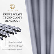 Home City Inc. Superior Solid Room Darkening Curtain Set, Stone Blue, 2-Pack, 42 x 96 in