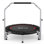 BCAN 48-Inch Foldable Mini Trampoline with Adjustable Foam Handle, Alloy Steel Frame, Waterproof Oxford Pad, Black