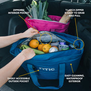 RTIC Insulated Tote Bag, 58-Can Capacity, 35 Liter, Leak-Resistant Interior, Waterproof Exterior, Berry Jam