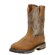 Ariat Workhog Pull-On Work Boot, Waterproof Full-Grain Leather, Composite Toe, Aged Bark Army Green, Size 11.5, 10001188