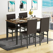 Segmart B1401 Modern Faux Dining Table Set Chairs, Rectangle Kitchen Table 5 Pieces, Brown