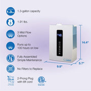 Lasko LA10008 UH300 Warm and Cool Humidistat and Timer, White