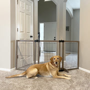MyPet Extra Wide Freestanding Versa-Lock Pet Gate, Gray Wood Frame with Graphite Wire Panels, Fits 24.5-72 in Wide Openings, 31.5 in Tall, 12.25 lb, 5404