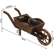 Sunnydaze Decor Wooden Wheelbarrow Outdoor Garden Planter, Medium Brown, 35 in x 10.25 in x 12 in, DSL-674