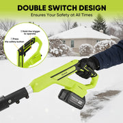 Saker CSS-BL2 Cordless Electric Snow Shovel, 22V Brushless Motor, 12-Inch Clearing Width, 6-Inch Clearing Depth, 2x 5.0Ah Batteries, Adjustable Handle