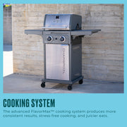 Char-Broil Performance Series FlavorMax 2 Burner Gas Grill with Foldable Side Shelves, Electronic Ignition, Porcelain-Coated Grates, Black and Stainless Steel, 463663125
