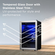 TCL Wine Cooler, 24 Bottle Capacity, 2.4 Cu Ft, Stainless Steel, Adjustable Temperature 40-66F, LED Lighting, Freestanding, TRW24F6AS