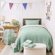 Ravure WM-VR-BTCK-SGE Dorm Room Essentials Complete Set, Twin XL Comforter Set, Dorm Bedding, Sage Green, 13 Pieces