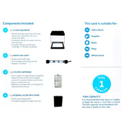 Vibrant Life Betta View Aquarium Starter Kit, 1.5 Gallon, White LED Light, Internal Power Filter