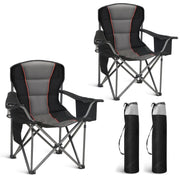 Sophia & William E01CC401-BK-2SW Oversized Camping Chair, Heavy-Duty Steel Frame Supports 450 lbs, Extra-Wide Seat, Foldable Outdoor Lawn Chair with Cup Holder, 2 Pack, Black
