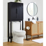 Better Homes & Gardens Juliet Over-the-Toilet Space Saver Cabinet, Premium Wood, Black, 2 Adjustable Shelves, 3 Shelves, Adjustable Feet