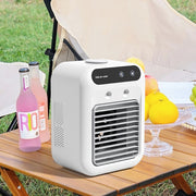 Amybaby Portable Cooling Misting Fan, USB-C Rechargeable, Ultra-Quiet 25dB, 3 Speeds & Mist Modes, White, MUZPU-DESKFAN-0