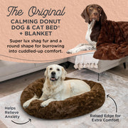 Best Friends by Sheri Calming Lux Donut Cuddler Pet Bed Bundle with Orthopedic Support, Dark Chocolate, Large 36x36, 4977