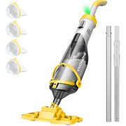 SPECSTAR Cordless Pool Vacuum with Telescopic and Extension Poles, 9.12ft Reach, 18.5 GPM Suction, 60-Min Run Time, Rechargeable, Yellow