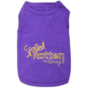 Parisian Pet Dog T-Shirt, Embroidered Spoiled Rotten Design, 100% Cotton, Sleeveless Purple Shirt, Medium, P005M